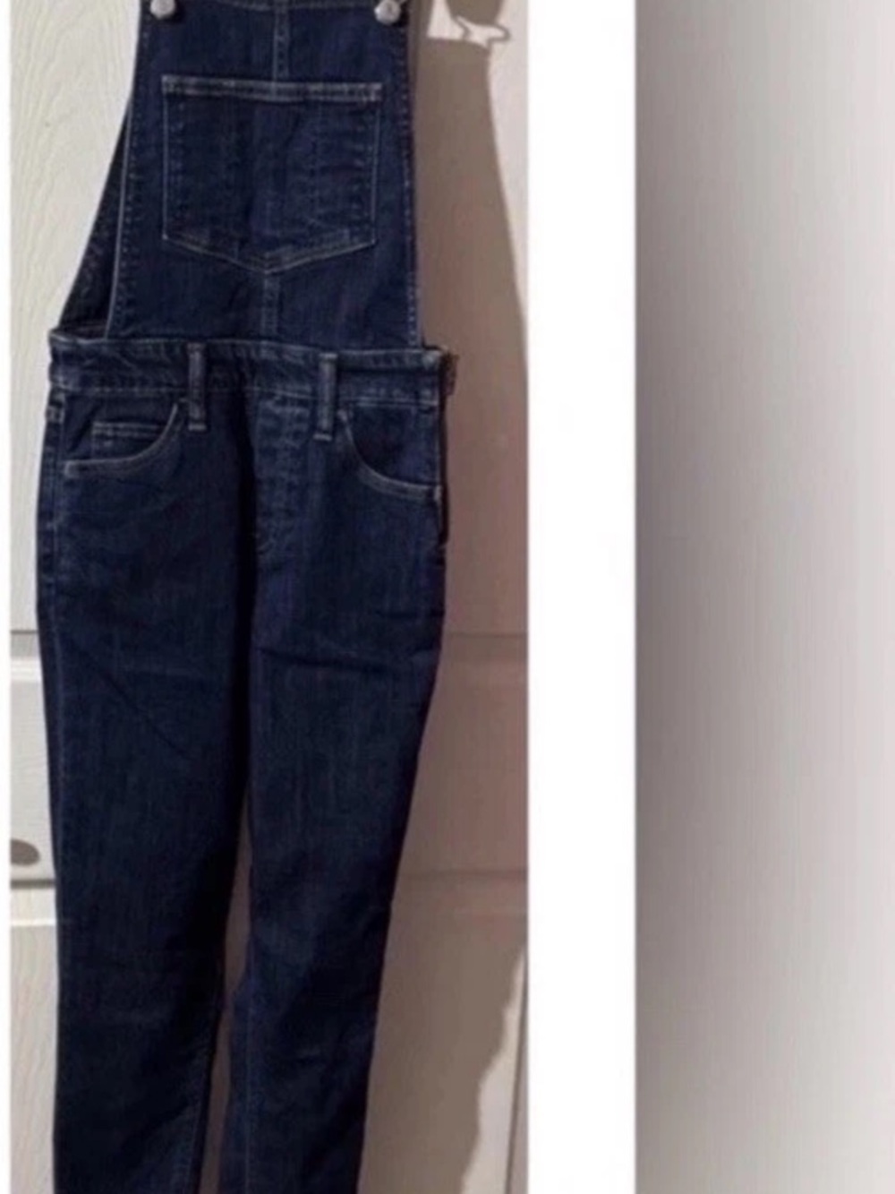 Levis Women SZ 25 Bib Overalls Dark Denim 26" Inseam Side Zip Adjustable Strap